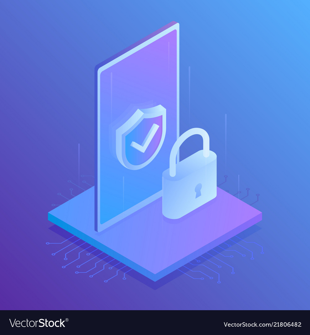Internet security shield vector image Internet security shield