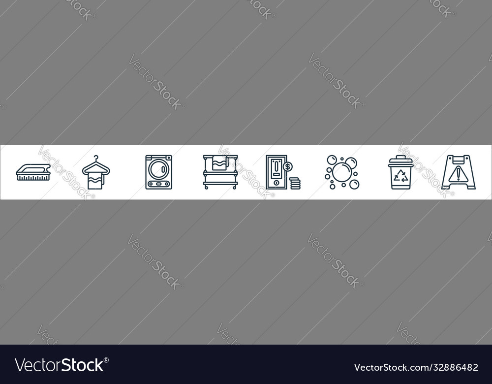 Laundry line icons linear set quality vector image Laundry line icons linear set quality