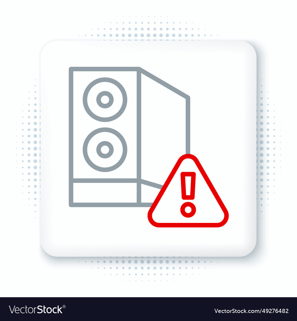 Line case of computer with exclamation mark icon Vector Image Line case of computer with exclamation mark icon