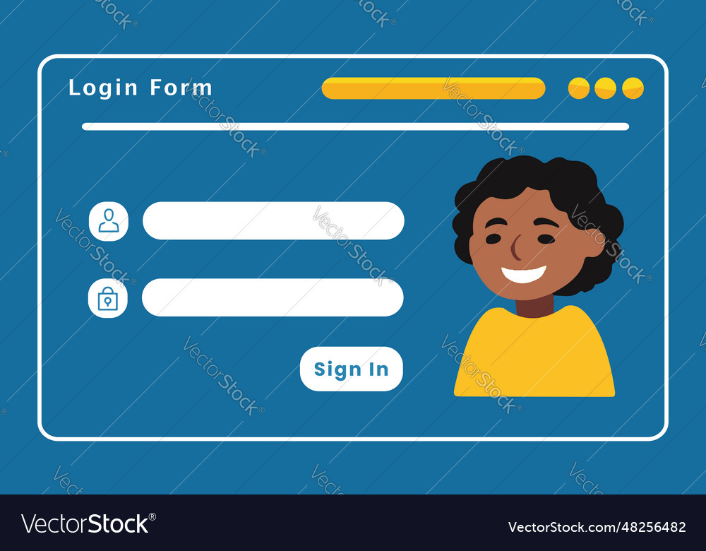 Login web form template vector image Login web form template