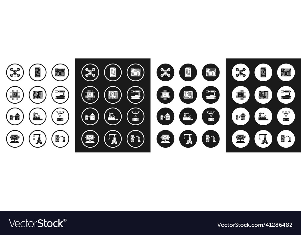 Set printed circuit board pcb processor vector image Set printed circuit board pcb processor