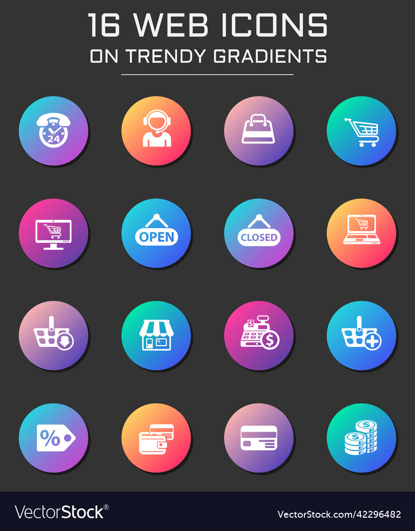 Shopping web icons on colorful buttons