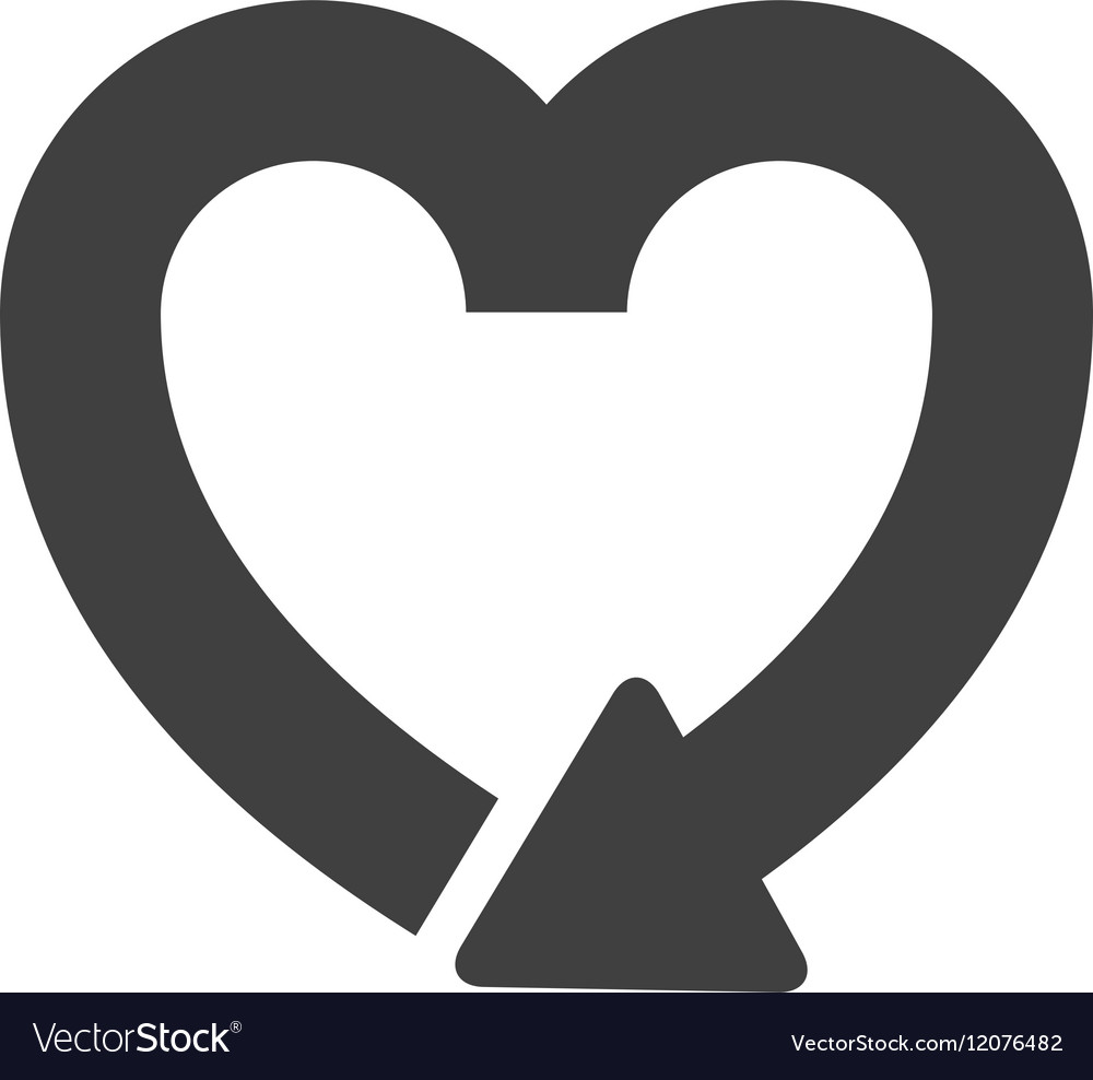 Silhouette heart shape symbol of reload icon