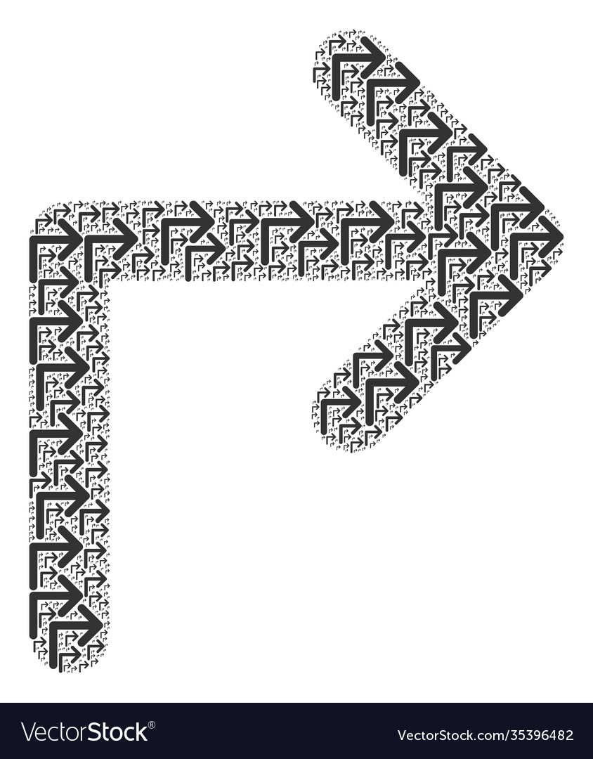 Turn right recursive composition itself icons vector image Turn right recursive composition itself icons