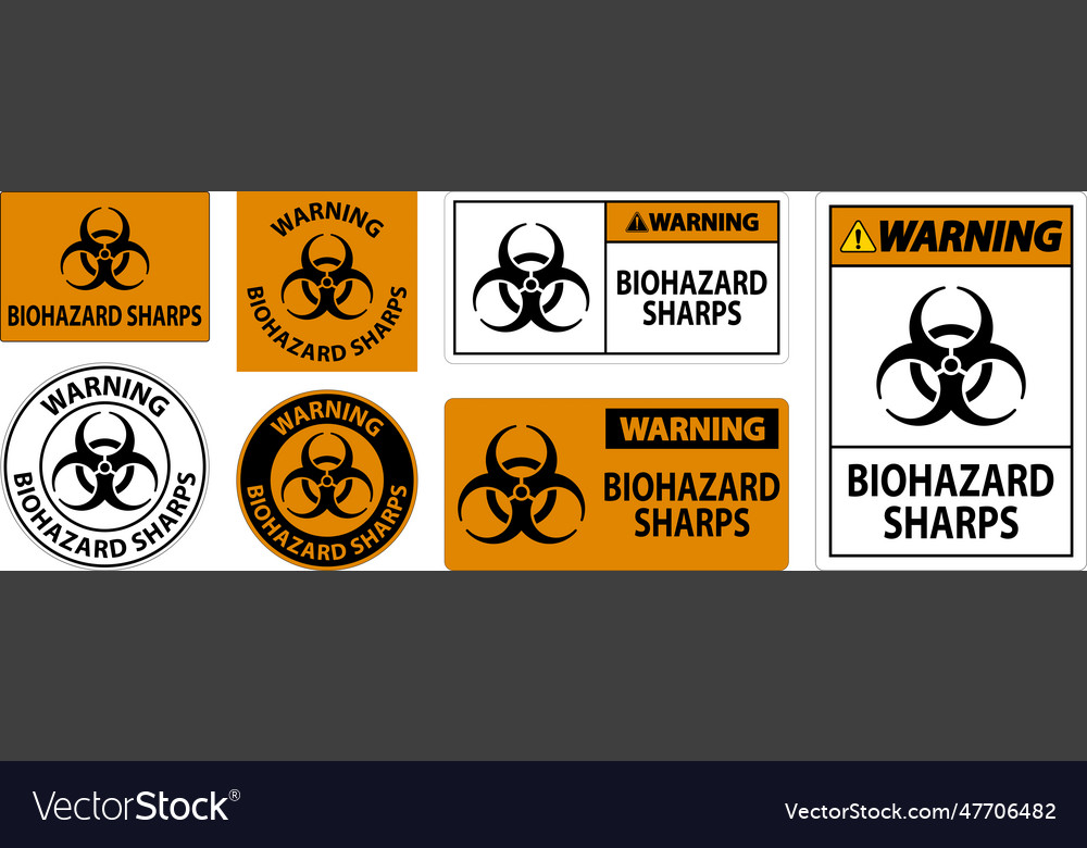 Warning biohazard label sharps