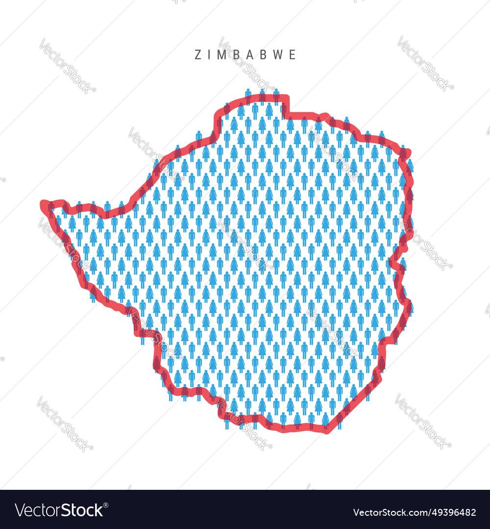 Zimbabwe population map stick figures zimbabwean Vector Image