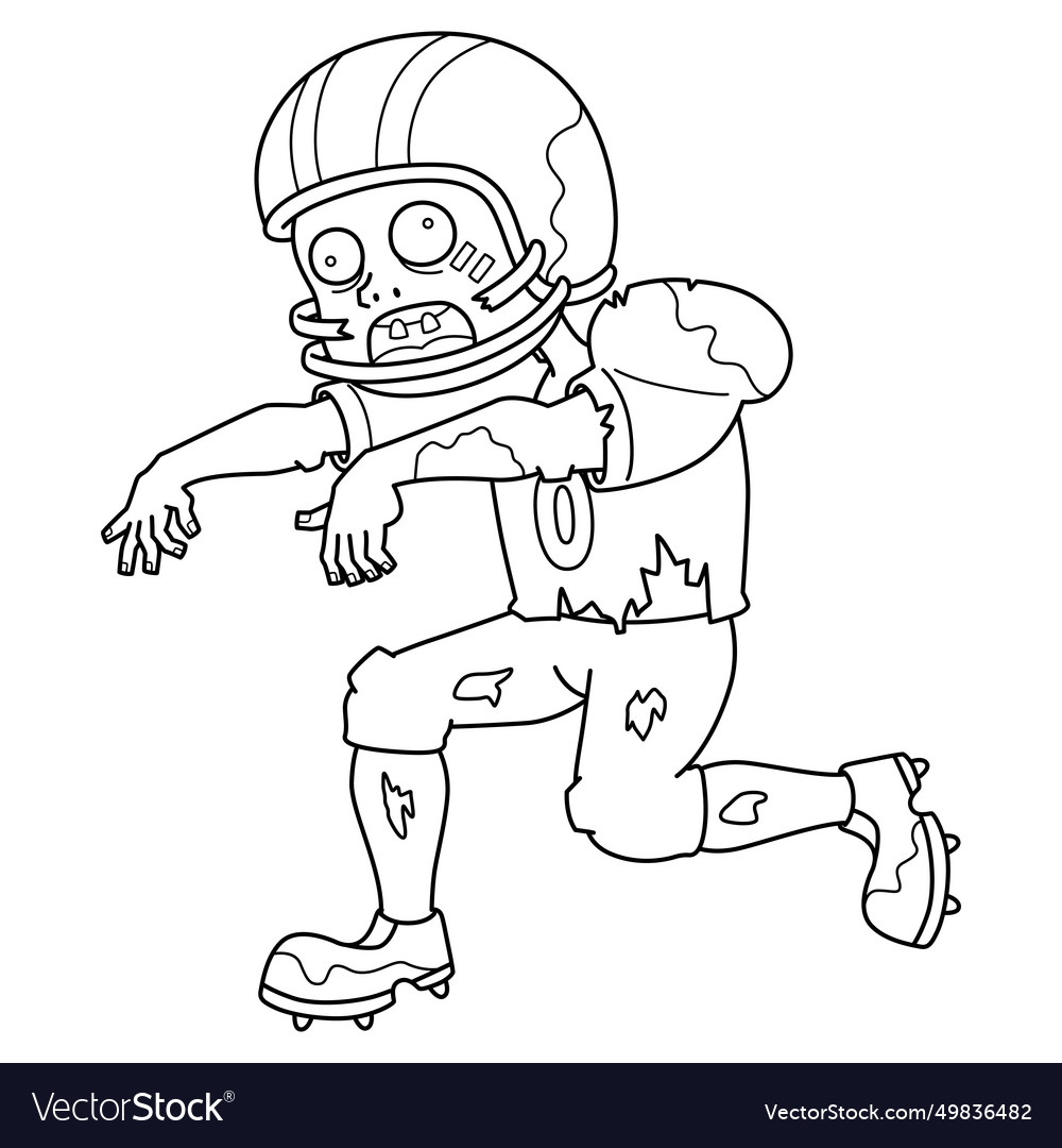 Zombie athlete isolated coloring page for kids Vector Image