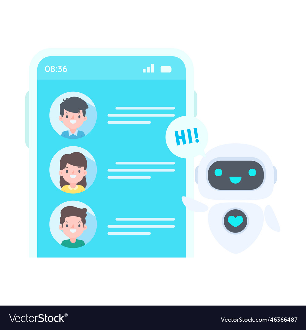 Auto reply system with intelligent robots provide vector image Auto reply system with intelligent robots provide