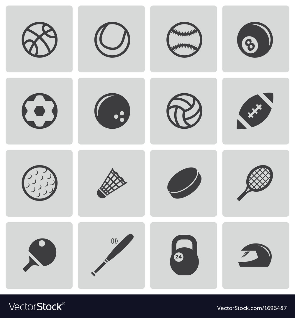 Black sport icons set