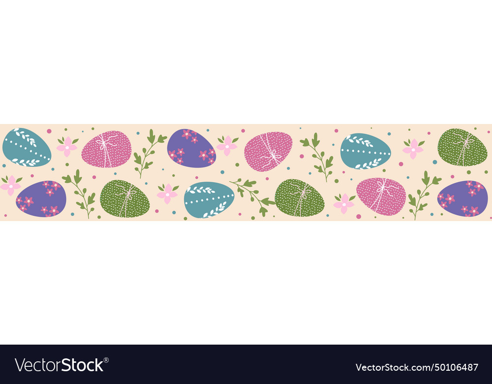 Border with easter eggs and leaves pattern