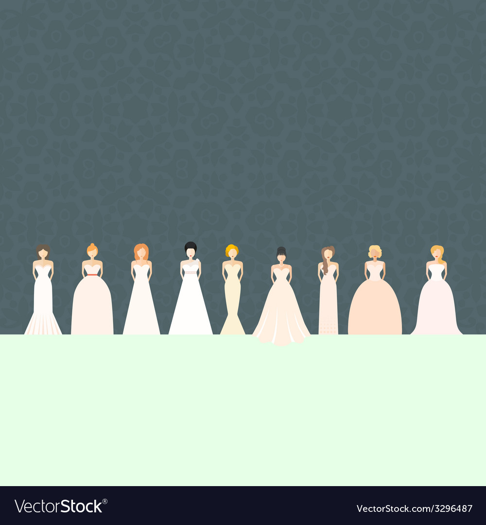 Brids In Wedding Dresses Royalty Free Vector Image