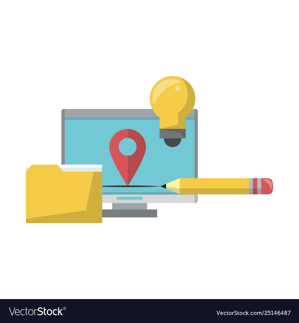 Computer with documents folder Vector Image Computer with documents folder