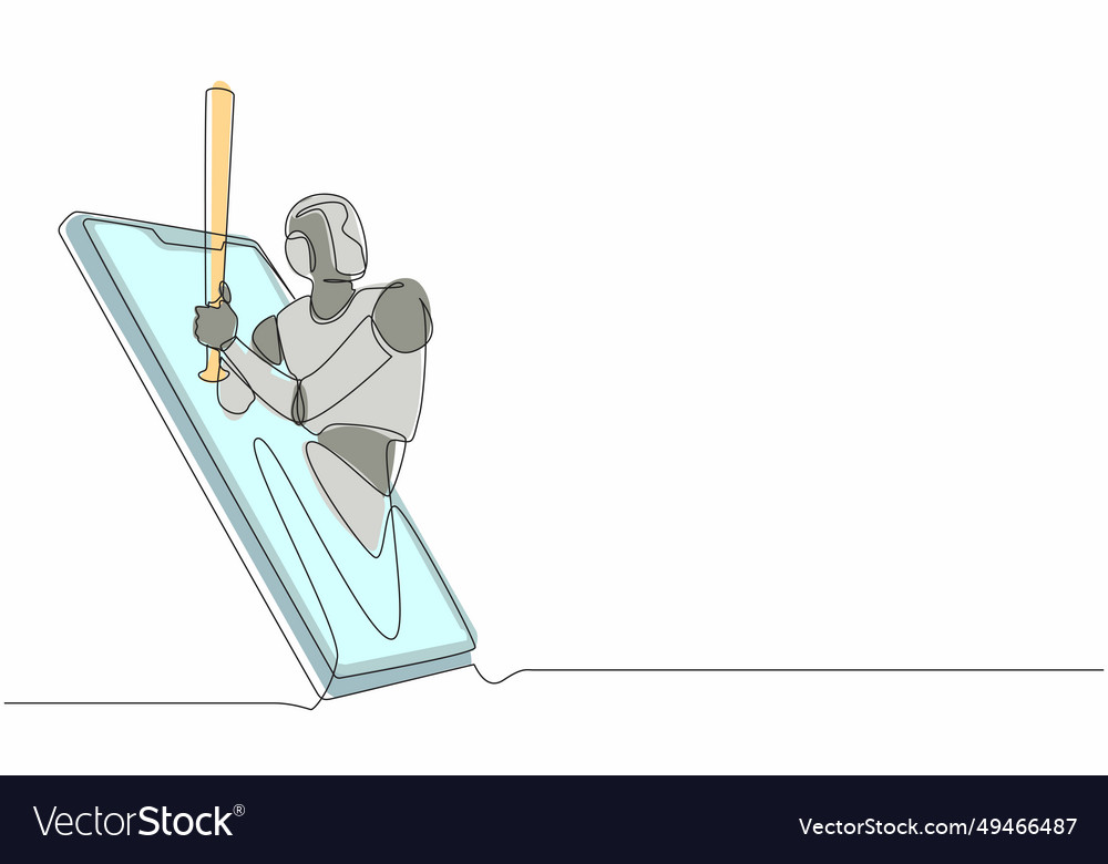 Continuous one line drawing robot come out from Vector Image Continuous one line drawing robot come out from