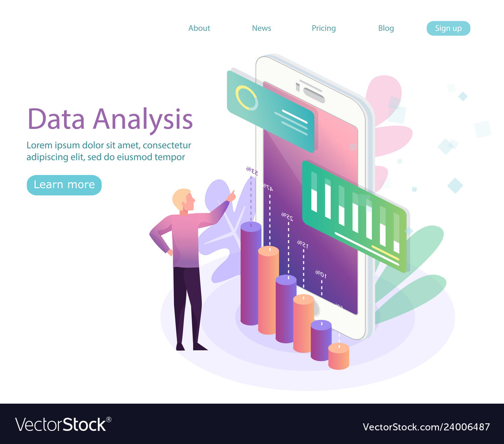 Data analysis concept engine strategy analyzing Vector Image