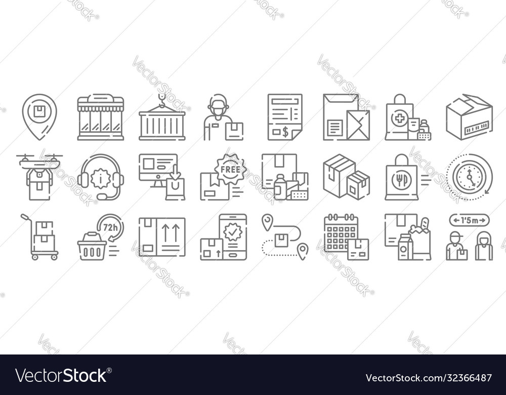 Delivery line icons linear set quality Vector Image Delivery line icons linear set quality