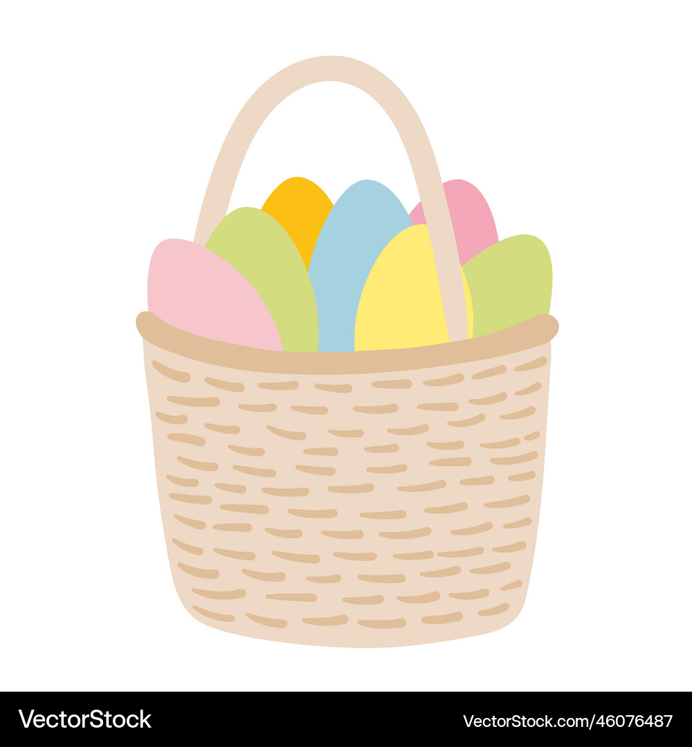 Easter basket with eggs Royalty Free Vector Image