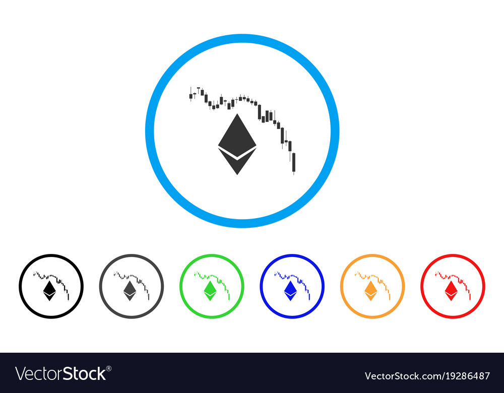 Ethereum fall chart rounded icon