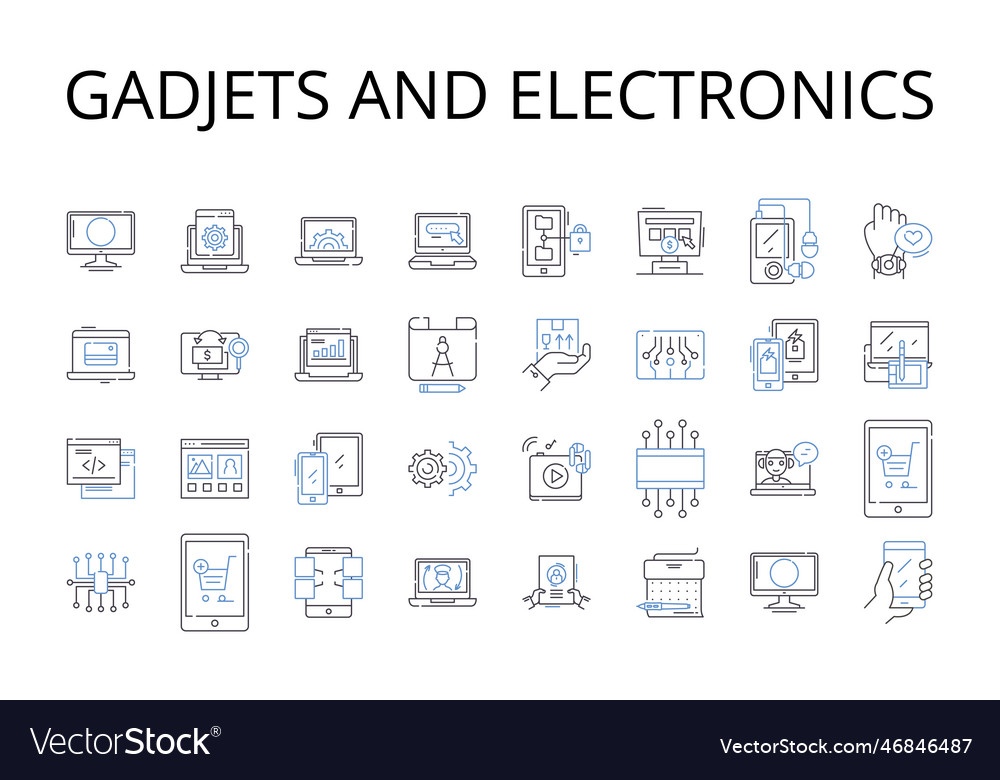 Gadjets and electronics line icons collection