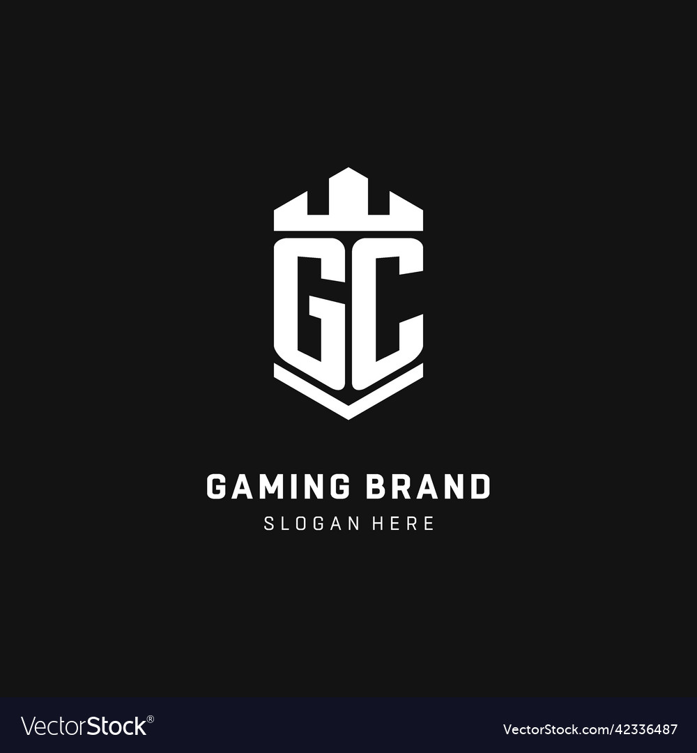 Gc monogram logo initial with crown and shield Vector Image Gc monogram logo initial with crown and shield