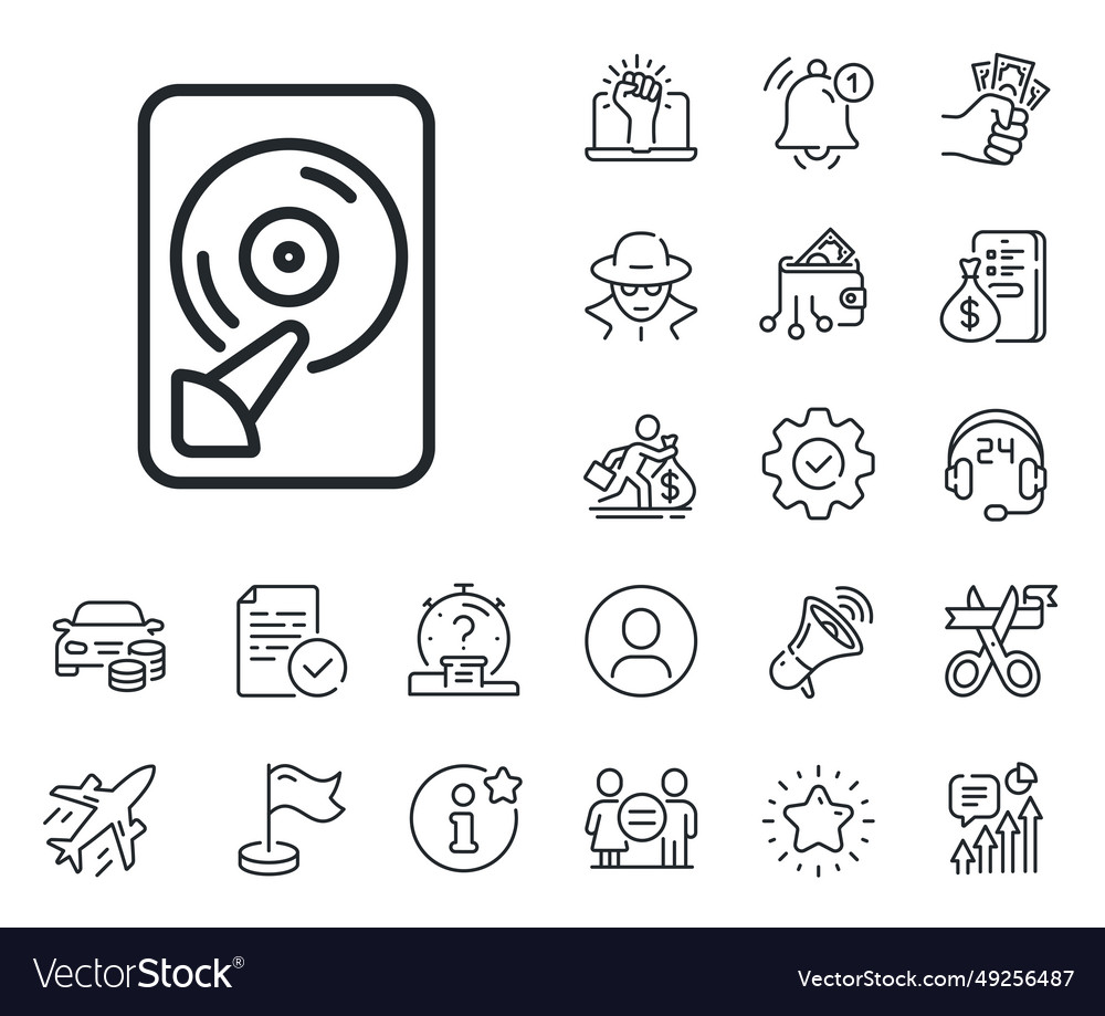 Hdd line icon computer memory component sign vector image Hdd line icon computer memory component sign