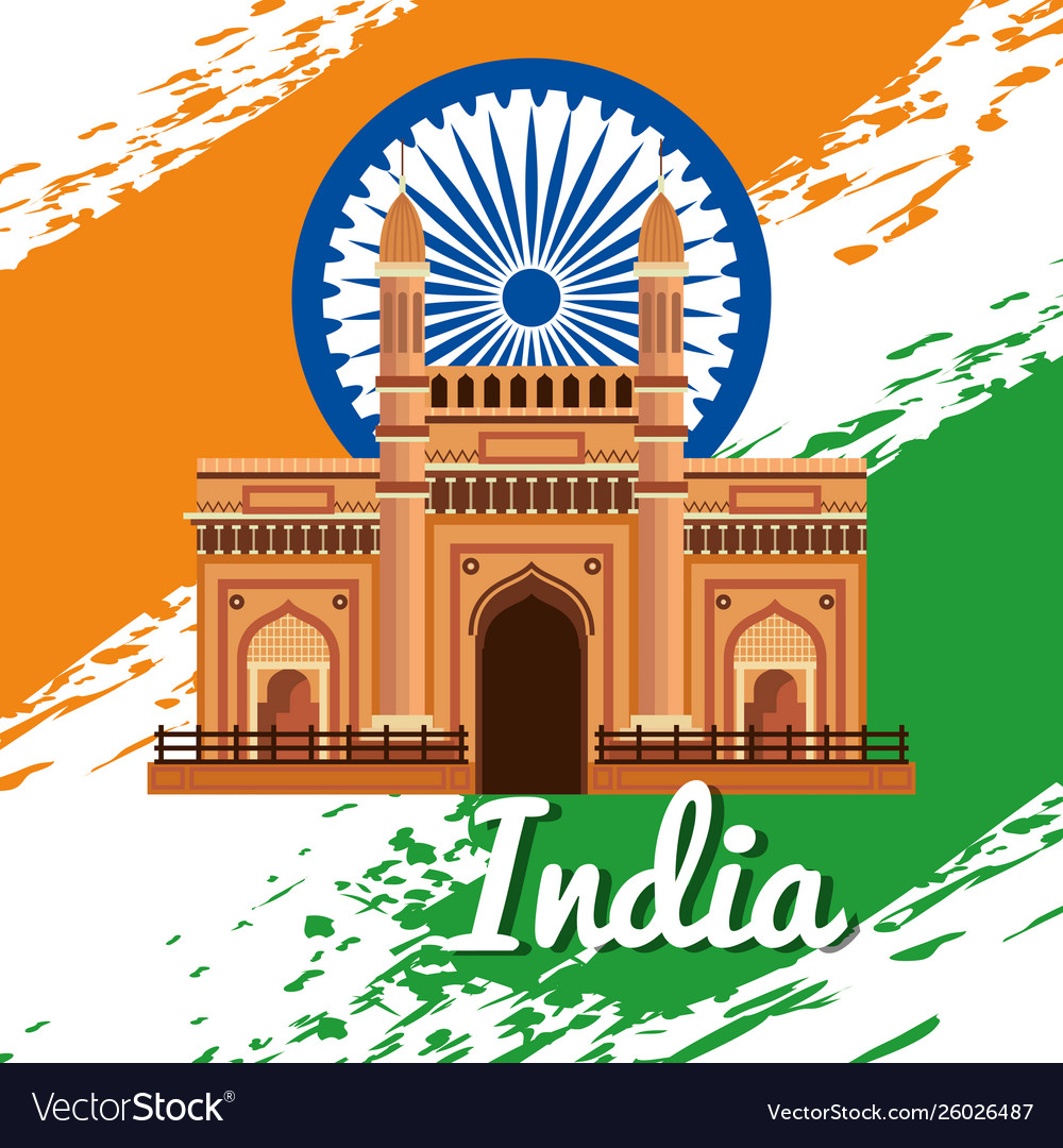 India emblem with architecture and traditional Vector Image