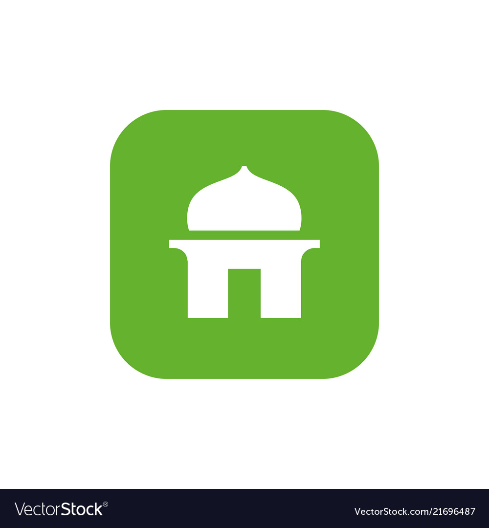 Islamic mosque and green square shape Royalty Free Vector