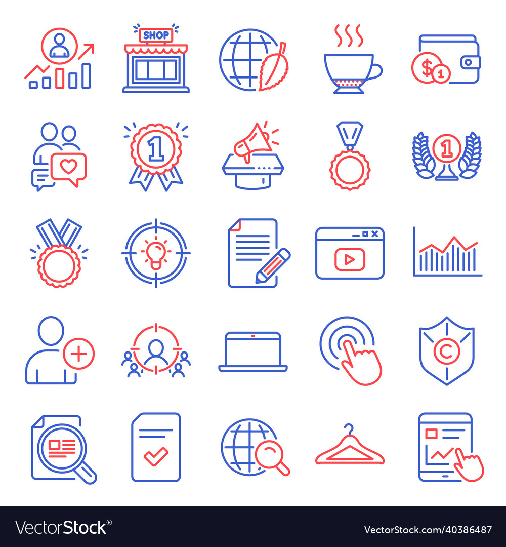 Line icons set included icon as internet search