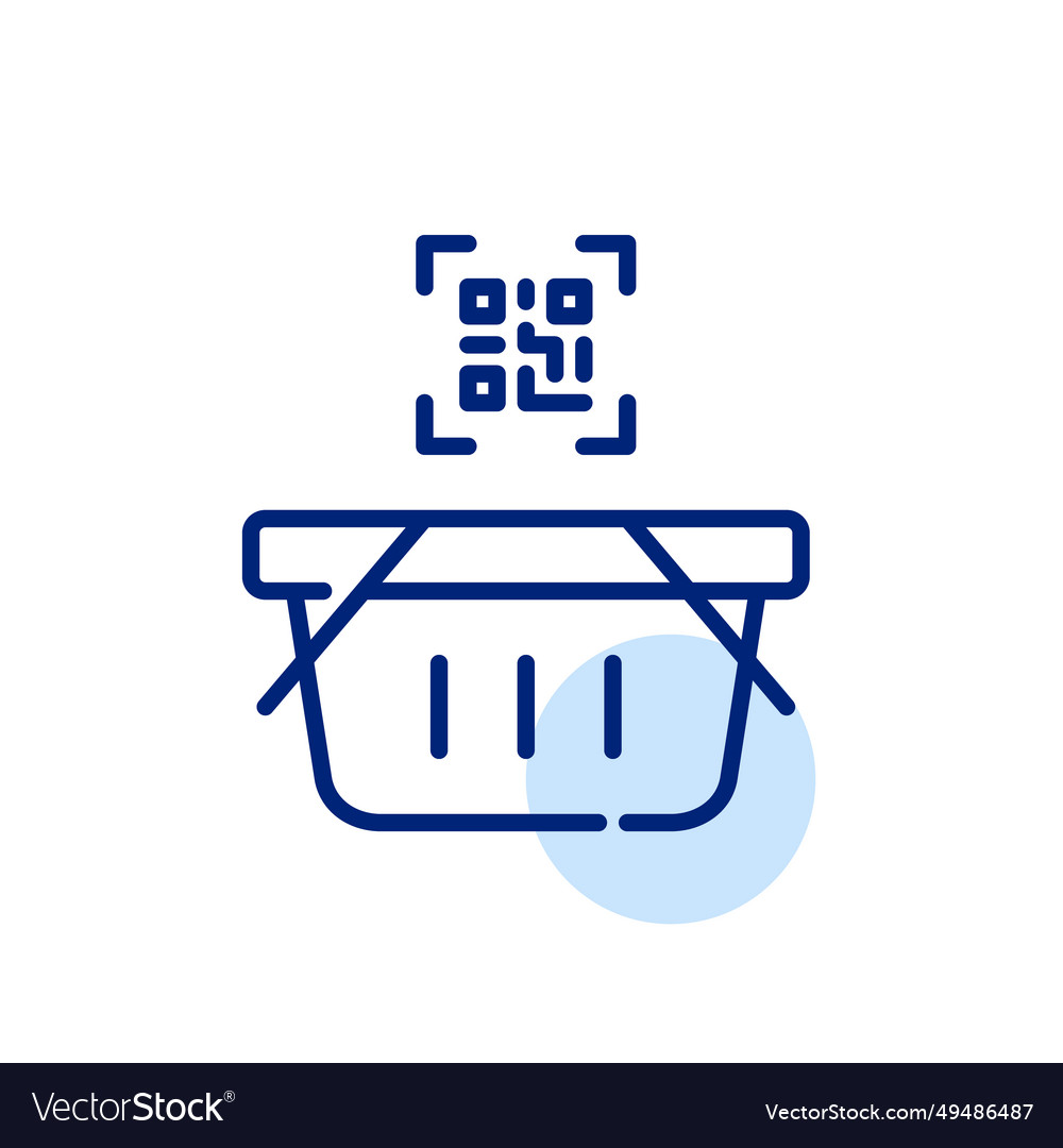 Qr code and shopping basket check out using vector image Qr code and shopping basket check out using