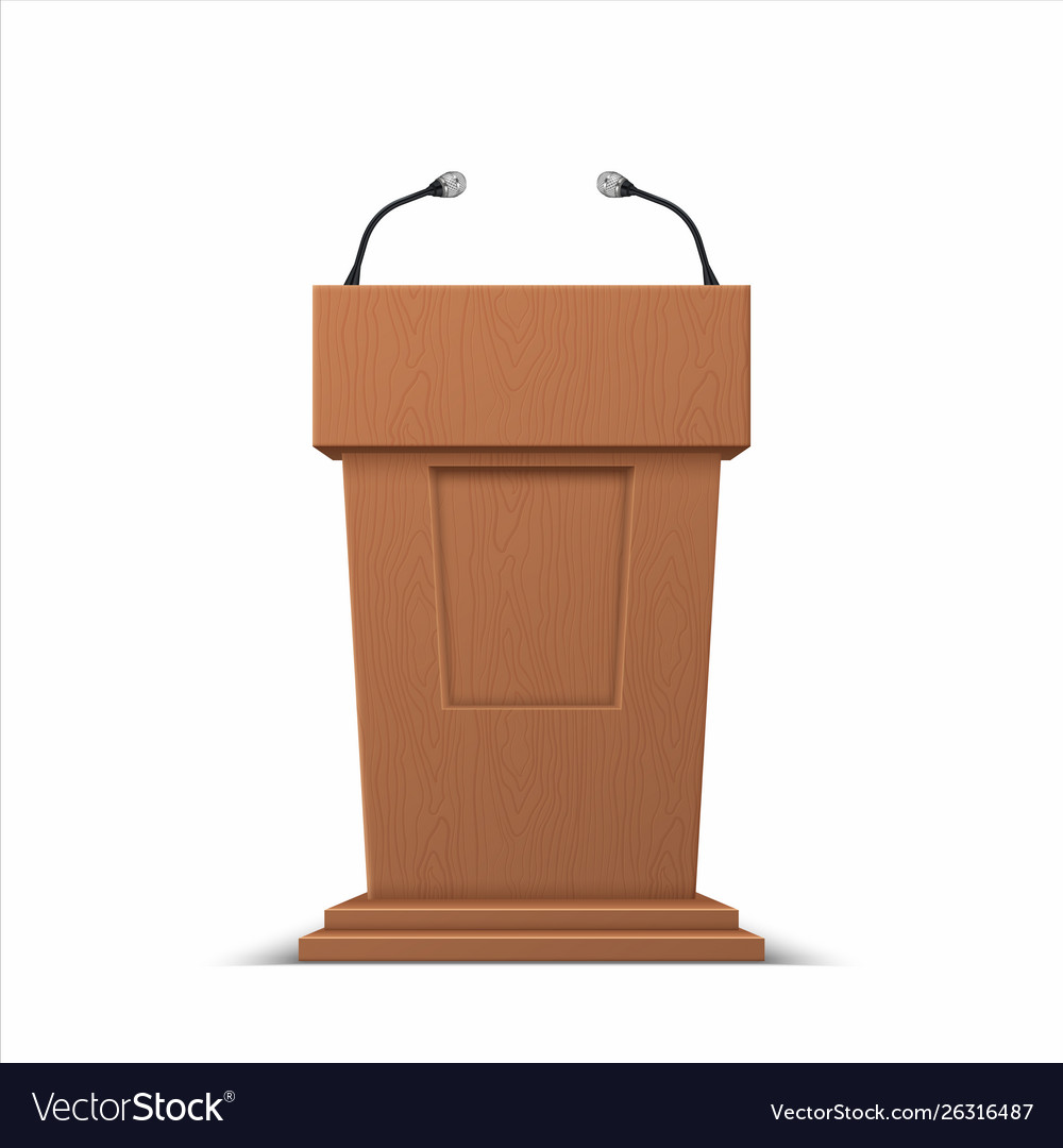 Realistic debate stage 3d conference speech Vector Image