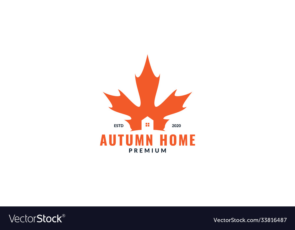 Silhouette autumn leaf with home or house real