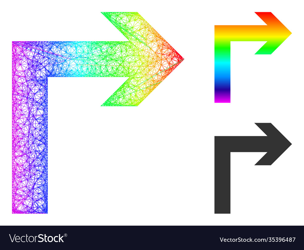 Spectrum hatched gradient turn right icon vector image Spectrum hatched gradient turn right icon