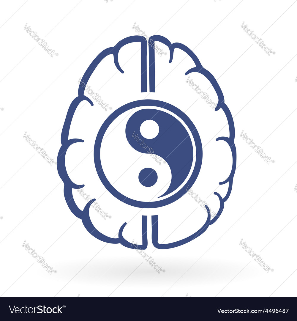 Ying Yang And Human Brain Symbols Royalty Free Vector Image