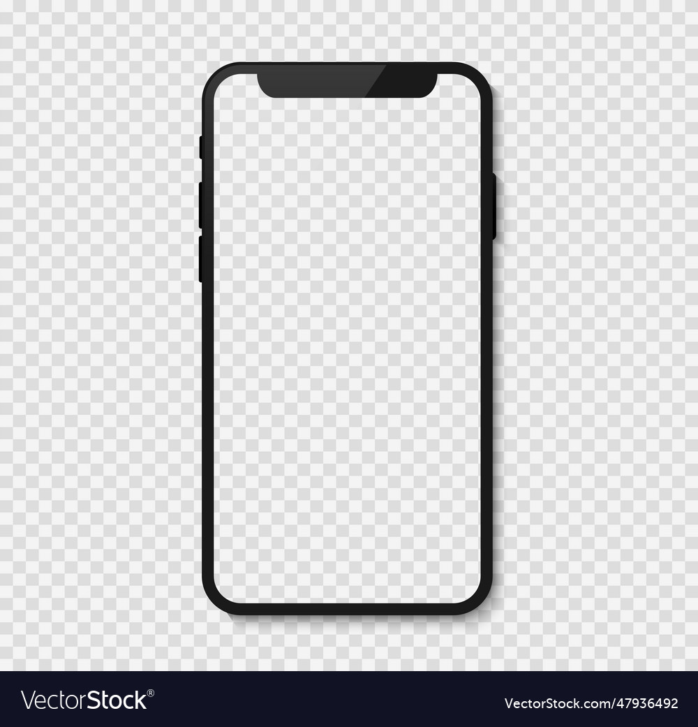 Black smart phone isolated on transparent Vector Image