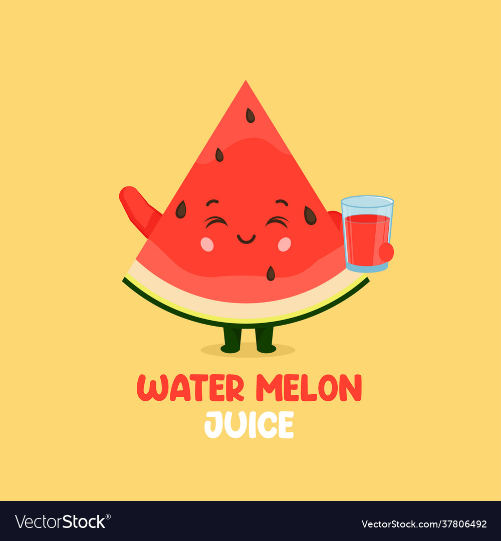 Cute smiling watermelon juice character