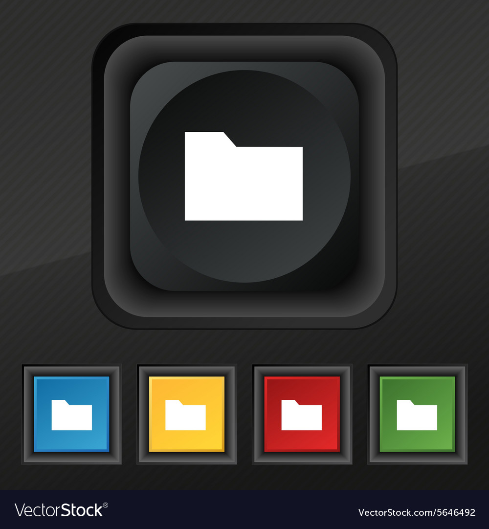 Document folder icon symbol set of five colorful