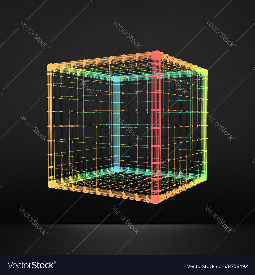 Geometric Cube - Wireframe Modell