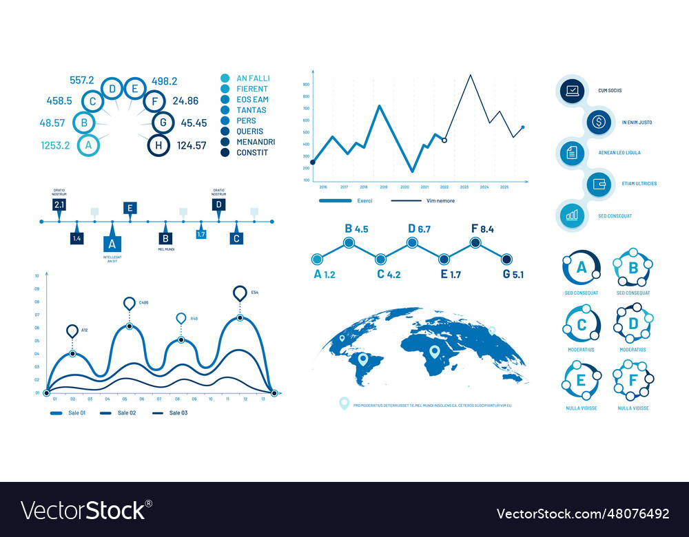 Infographics graph charts histogram data graphs Vector Image Infographics graph charts histogram data graphs