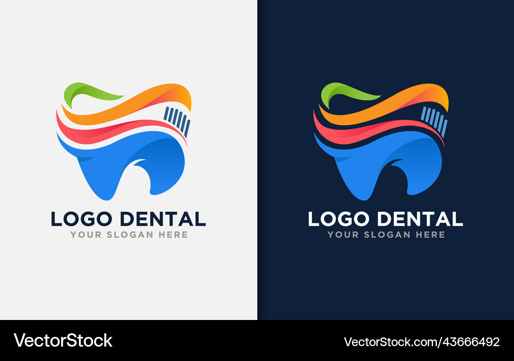 Modern dental logo design with fun colorful Vector Image