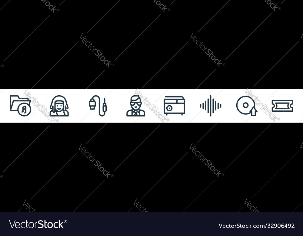 Music line icons linear set quality