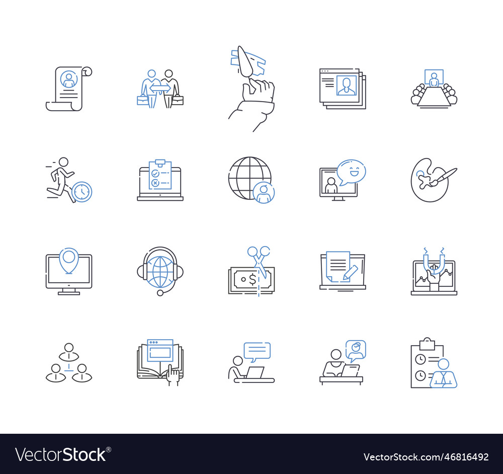 Problem-solving powwow line icons collection