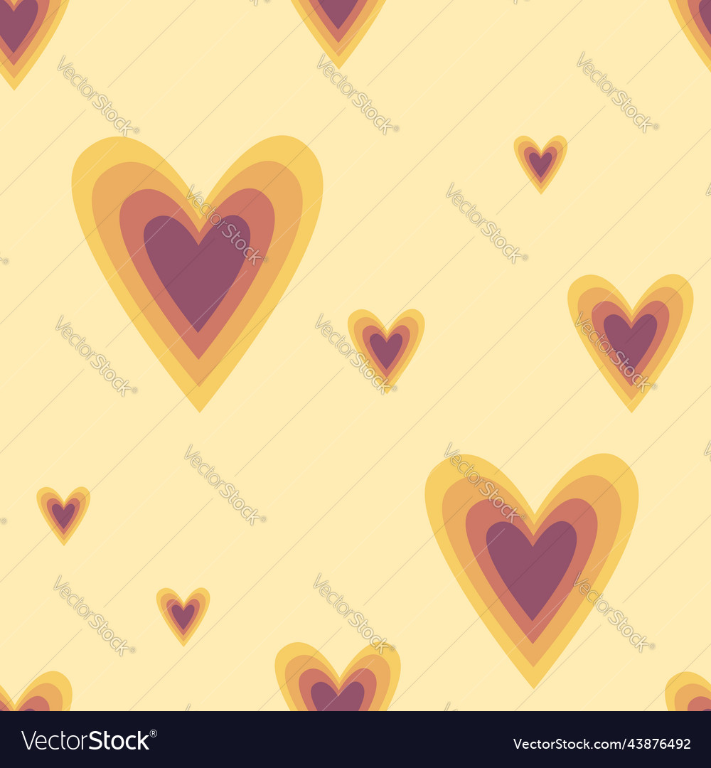 Seamless pattern with hearts in hippie style vector image Seamless pattern with hearts in hippie style