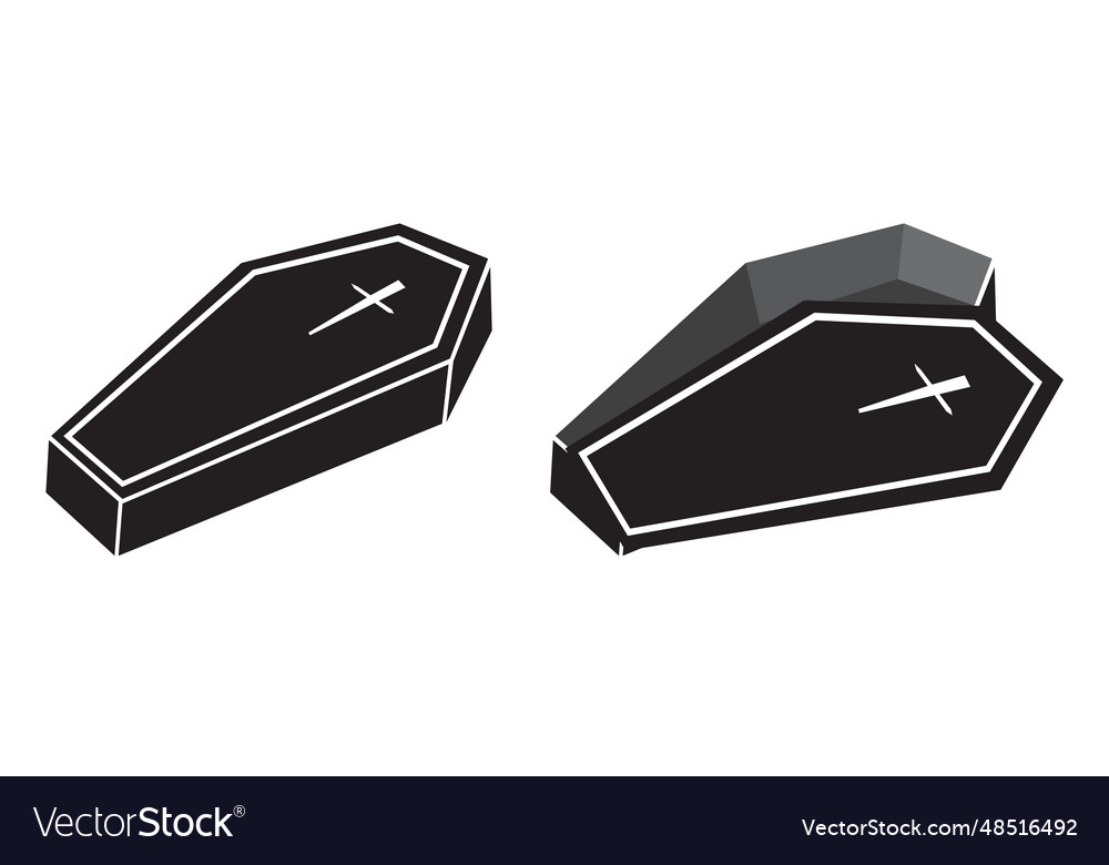 Simple coffin with cross symbols on top Royalty Free Vector