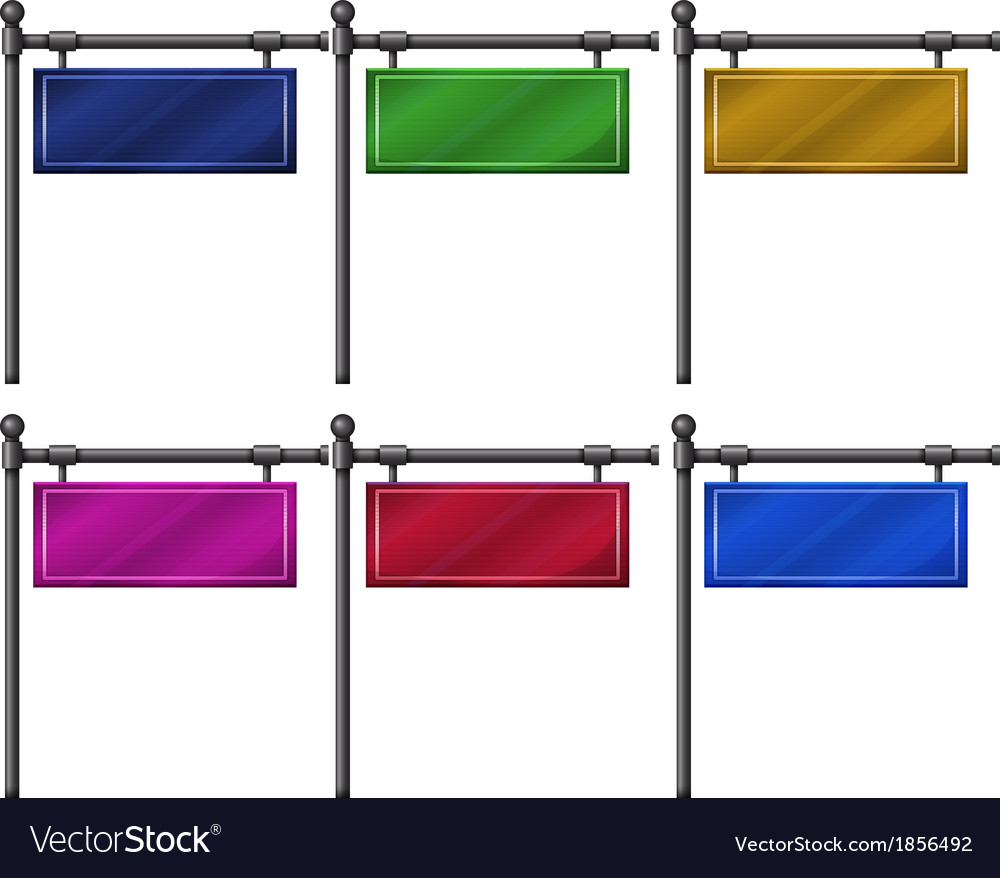 Six colorful signboards