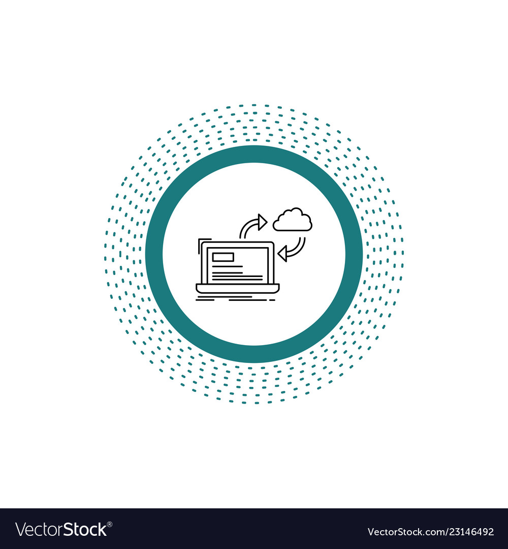 Sync processing data dashboard arrows line icon vector image Sync processing data dashboard arrows line icon