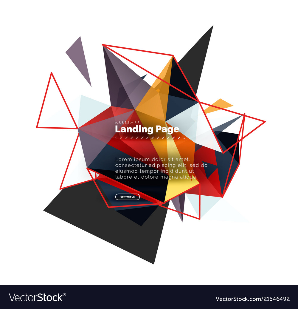 Triangular design abstract background landing vector image Triangular design abstract background landing
