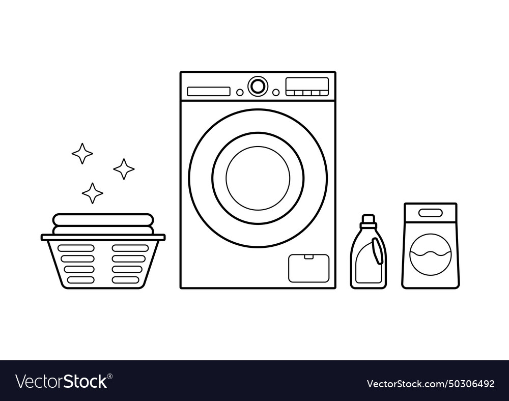 Washing machine laundry powder and air Royalty Free Vector