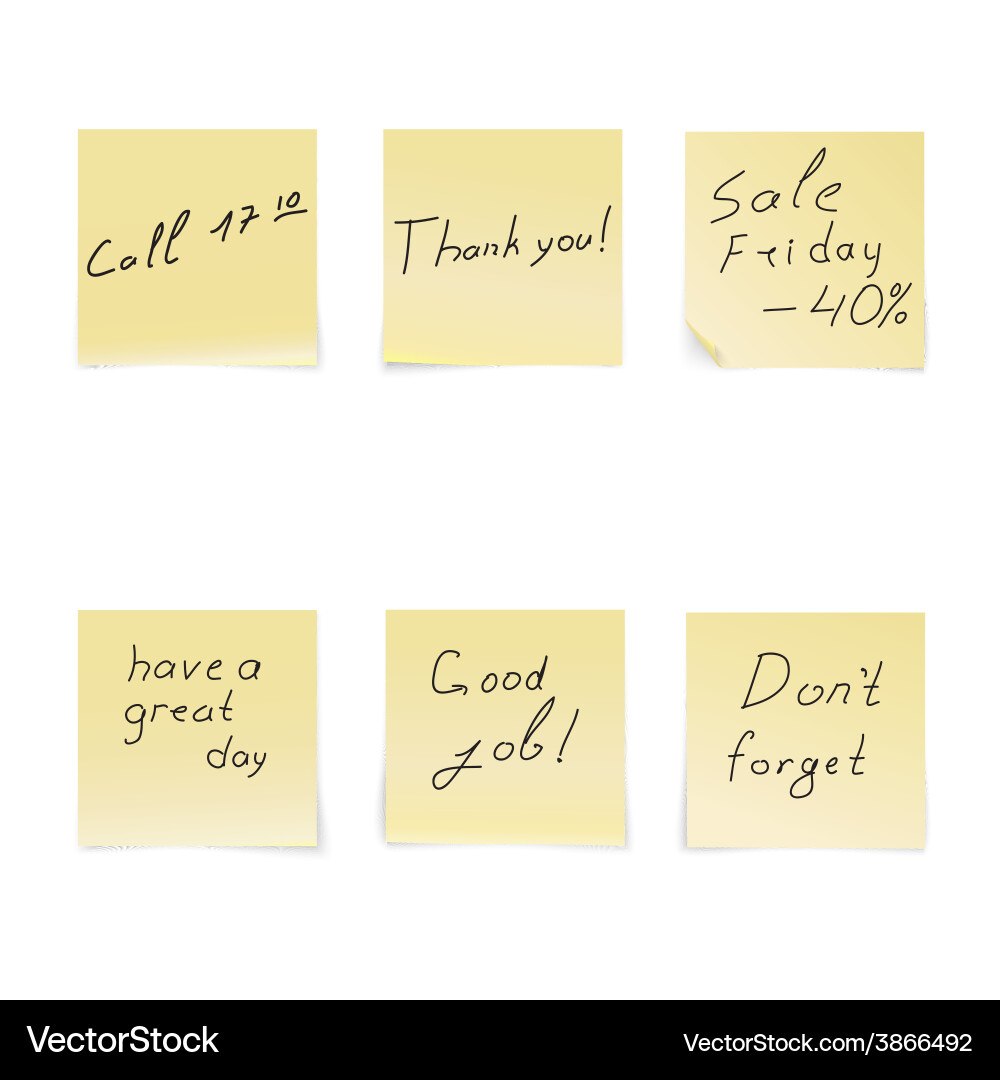 Yellow stick note isolated on white background Vector Image
