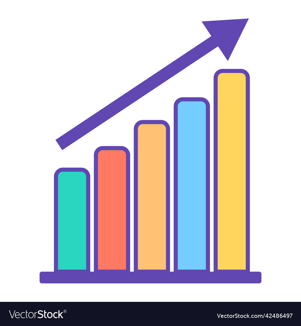 Ascending graph icon bar and arrow