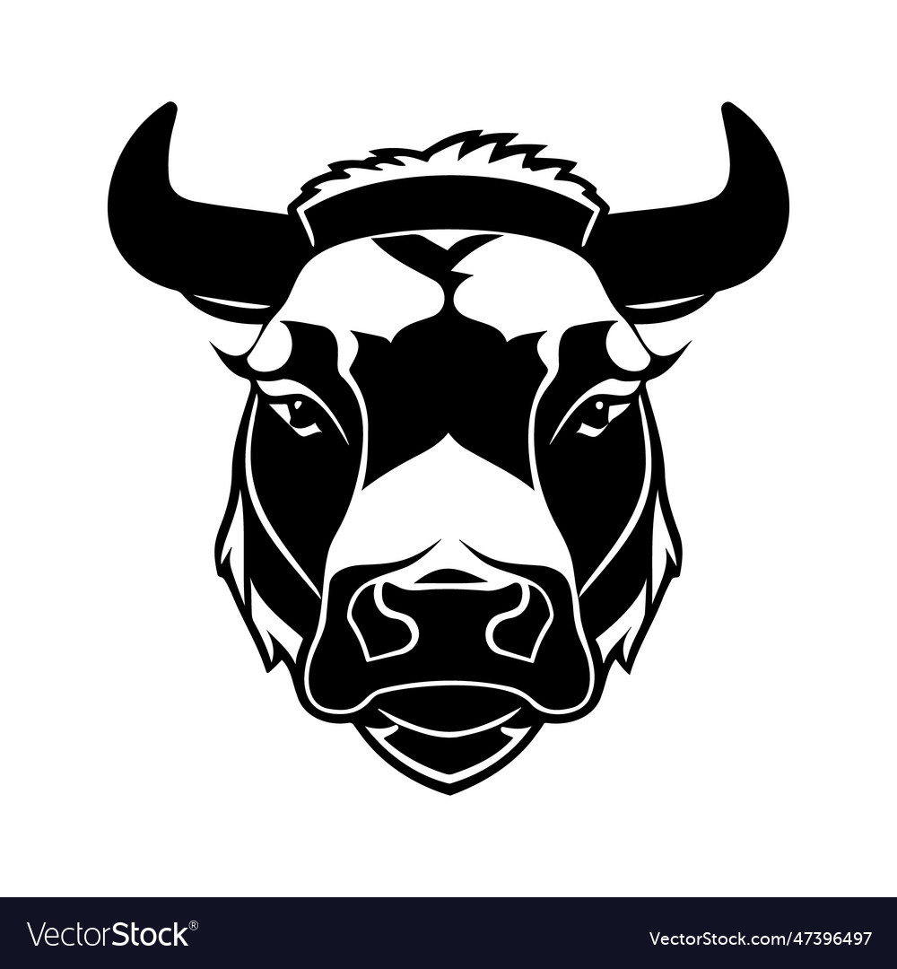 Bull head black and white icon Royalty Free Vector Image