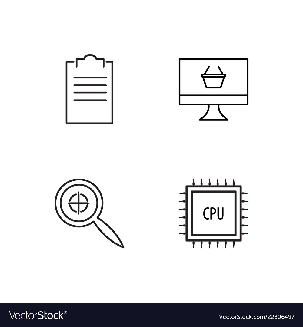 Business simple outlined icons set